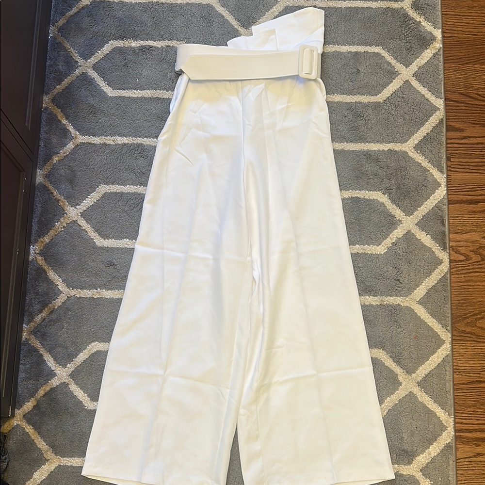 Women's White Belted Pants